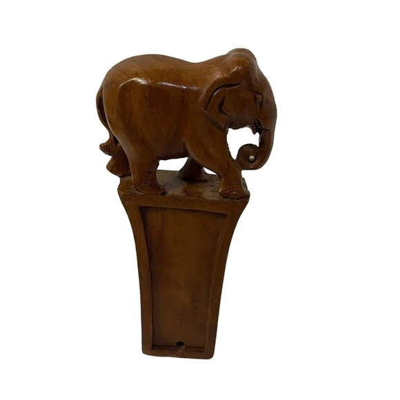 Vintage ELEPHANT Wooden Hand Carved Statue 5 3/4" x 2 1/2" - Picture 2 of 7